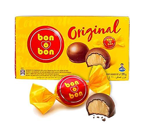 Bonbon de Cioccolato con Cialda Croccante e Ripieno di Crema di Arachidi, Argentina, Box 270g - ARCOR bon-o-bon Original - Bombones con Crema de Maní, 270g
