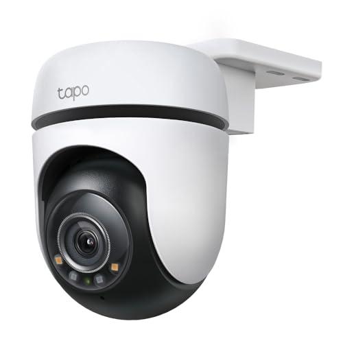 TP-Link Tapo TC41 - Telecamera di sicurezza Wi-Fi 2K per esterni, IP65, resistente alle intemperie, rilevamento del movimento, copertura visiva a 360°, visione notturna a colori, archiviazione locale,