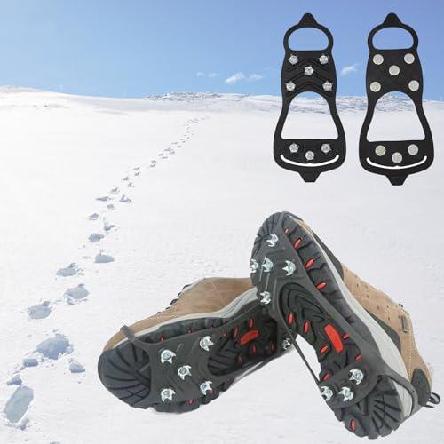 YQBFTC Ramponi da Ghiaccio,8 Denti Neve Ice Grips Leggero Ice Tacchetti,Ramponcini per Scarponi Antiscivolo,Ramponcini per Scarpe Scarponi Winter Outdoor Camping Neve Pesca Caccia Camminare(M)