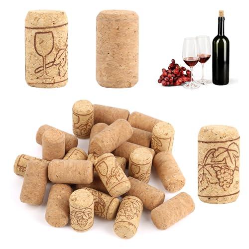 25 Pezzi Tappi di Sughero per Bottiglie di Vino, Tappi in Sughero Riutilizzabili, Sughero Naturale per Vino o Decorazioni Creazione Bricolage e Artigianato