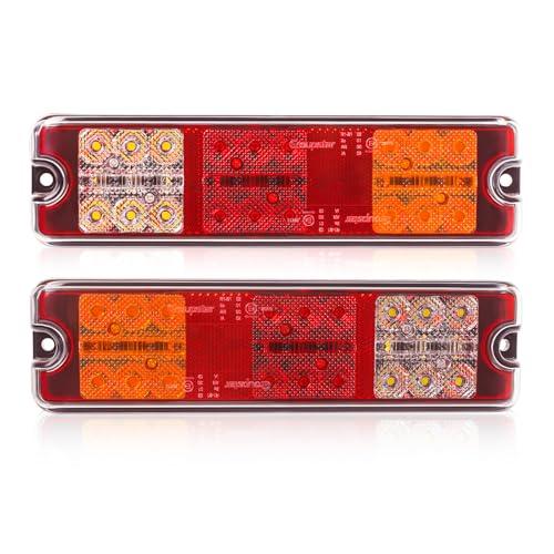 Yinaolan 2 X Fanali Posteriori Rimorchio Led Luci 12 V/24 V 27 Led Super Luminoso Indicatore Impermeabile Freno Inversione Lampada Riflettore Per Rv Camion Auto Trattore Barca Rimorchio
