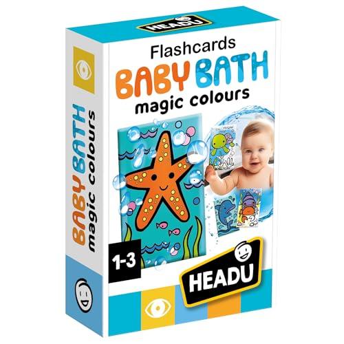 HEADU - Flashcards Baby Bath - Scopri La Magia Dei Colori Con L’Acqua | Carte Magiche per Bagnetto, Giochi Educativi Per Bambini 1-3 Anni, Cards Animali, Esperienza Sensoriale, Regalo Natale Pasqua