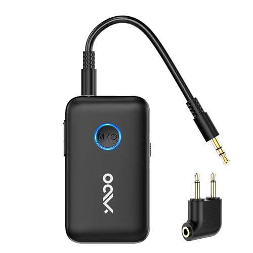 YMOO Trasmettitore Ricevitore Bluetooth 5.3 per TV to 2 Cuffie, Bluetooth Wireless HiFi Audio Trasmettitore Aptx a Bassa Latenza, Adattatore con 3.5mm Jack AUX per Aereo/PC (Nero)