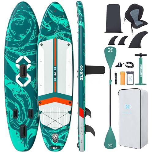 ZLX Tavola da SUP Gonfiabile con sedile per tutti i livelli di abilità, 11'6 x 35 sup tavola gonfiabile con pinna di equilibrio brevettata, con Grande Stabilità