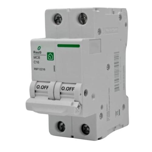 RASMACOR | Interruttore magnetotermico residenziale 2P 16A | RESI9 R9F12216 | CURVA C | Frequenza 50/60Hz | Standard UNE/EN 60898-1 CE | 16 Ampere