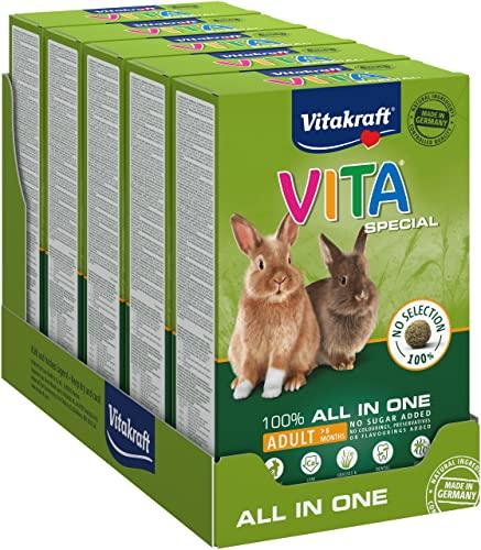 Vitakraft - Cibo per Coniglio Nano Vita Special - Alimentazione Completa per Coniglio Nano - Speciale Anti-Odori - Ricco di Vitamine e Minerali - Confezione da 5 Confezioni da 600 g