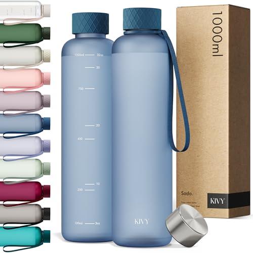 KIVY Borraccia da 1 l adatta per anidride carbonica e a prova di perdite, per sport e scuola, bottiglia d'acqua, lavabile in lavastoviglie