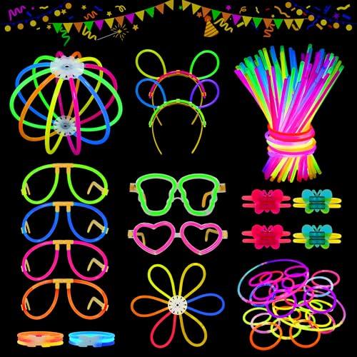 MOSSNDAR Braccialetti Luminosi Fluorescenti 232 Pezzi, Starlight Fluo Party Festa Gadget Compleanno Bambini kit per Fare Braccialetti, Neon Decorazione per Compleanno Matrimonio Capodanno Natale