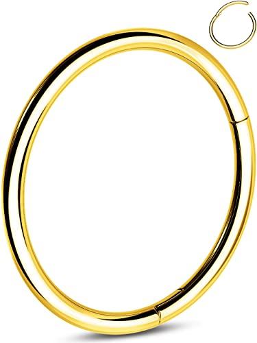 OUFER 20G Oro Pirecing Naso Donna Anellino Acciaio Chirurgico 316L Segmento a Cerniera Piercing Helix Trago Conch Hoop Naso Nostril 7 mm