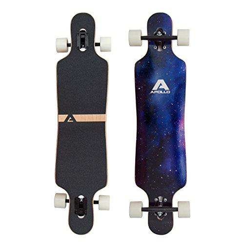 Longboard Apollo Nebula Special Edition Tavola completa con cuscinetti a sfera ABEC High Speed incl. Skate T-Tool, Drop Through Freeride Skating Cruiser Boards Tavole