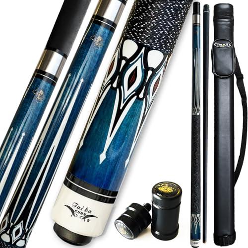 TaiBA Bastone da biliardo professionale in legno di acero canadese con custodia 1 x 1, punta da 13 mm, 147,3 cm, in legno di acero canadese da 538,6-567 g (selezionabile) - blu, nero, rosso, grigio,