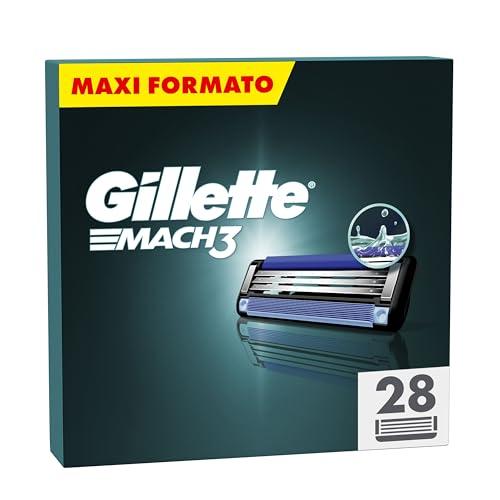 Gillette Mach3 Base 28 Lamette Di Ricambio Per Rasoio Barba, Con Striscia Lubrificante Una Scorrevolezza Fluida E Rivestimento Della Lama Progettato Ridurre Stress da Rasatura