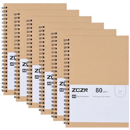 ZCZN-Quaderno Appunti a Spirale,Confezione da 6 Quaderni-60 Fogli/120 Pagine- Carta 21x14 CM