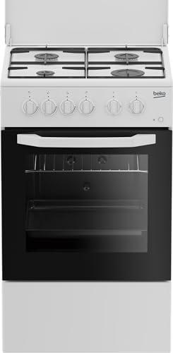 Beko - CSS42014FW - Cucina 50X50, Forno Elettrico Statico + Piano con 4 bruciatori a gas e griglie a piattina, Classe A, Controllo Meccanico, Colore Bianco, Dimensioni HxLxP: 85,0 x 50,0 x 50,0
