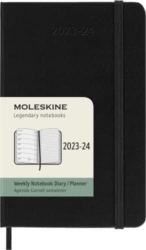 Moleskine Weekly Planner 2023-2024, Agenda 18-Mesi, Diario Accademico, Agenda Settimanale con Copertina Rigida, Formato Tascabile 9 x 14 cm , Colore Nero