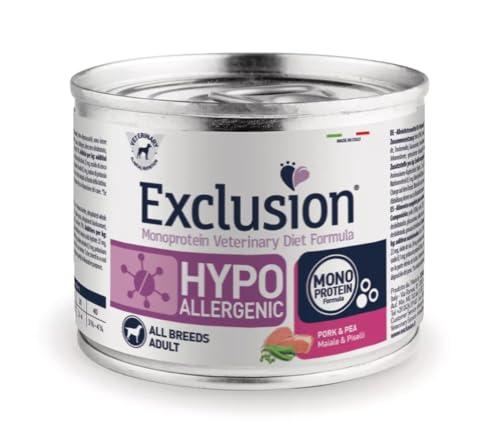 EXCLUSION Adult All Breeds Hypoallergenic Cane gusto Maiale-Piselli | alimento umido completo per cani adulti di tutte le taglie con intolleranze alimentari, ipoallergenico, 6 lattine da 200gr.