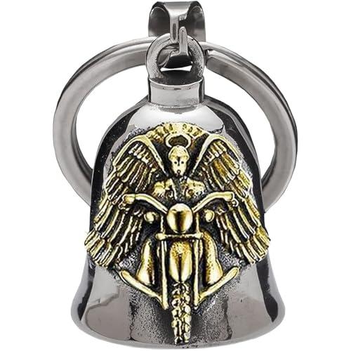 HEYOMI Campanella Moto Guardian Bell Originale, Campanellino Motociclisti, Portachiavi Moto Portafortuna, Angelo Custode Con Anello Appeso Per Auto Elettriche, Biciclette Ecc.
