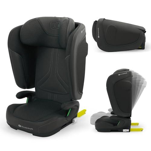 Kinderkraft UNITY 2 i-Size, Seggiolino auto pieghevole 100–150 cm, 3,5 a 12 anni, Poggiatesta regolabile, Con sistema AIR FLOW, Regolazione dello schienale in 5 posizioni, Nero