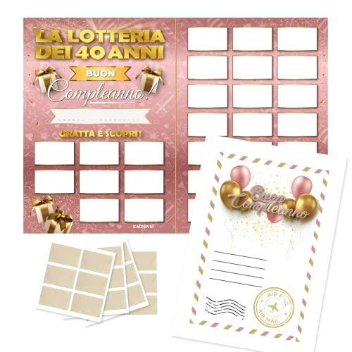Maxi Gratta e Vinci Personalizzato Gioco Compleanno – Idea Regalo Lotteria del 40enne Versione A3 - Calendario Auguri Grattabile 40 Anni Per Invitati - Regali Divertenti 40 Anni Uomo Donna Originale