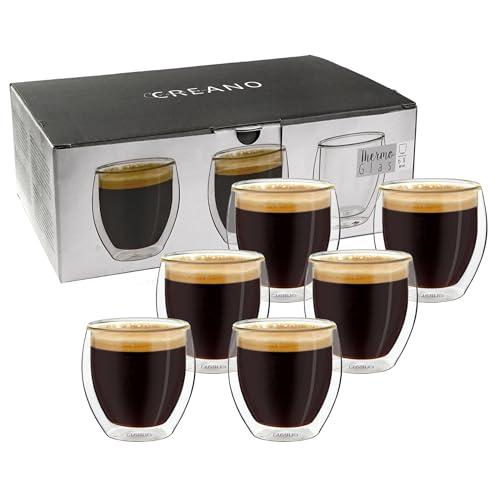 Creano Set di 6 bicchieri da caffè a doppia parete, 80 ml, tazze da caffè con effetto fluttuante