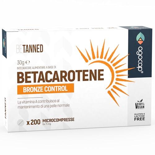 Betacarotene per Abbronzatura FORTE, Integratore Abbronzatura, 200 micro cpr. Betacarotene e Vitamina A. Stimola la produzione di Melanina per pelle dorata. Integratori Melanina, MADE IN ITALY Agocap