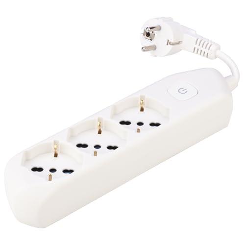 Poly Pool PP0536.05XL Presa Multipla Elix con Spina Franco Tedesca 3 Prese Pluristandard, 5 cm Cavo e Interruttore, Bianco