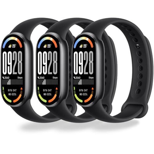 Monuary 3 Pezzi Cinturino Compatibili con Xiaomi Smart Band 10/9/8, Bracciale di Sportivi Colorati, con Raccordi Metallici, Morbidi e Traspiranti, Sgancio Rapido