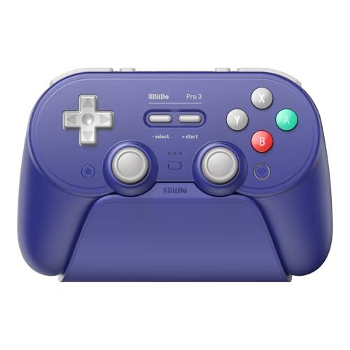 8Bitdo Pro 3 Bluetooth Controller for Switch/Switch 2 – TMR Joysticks, Swappable ABXY Buttons, Pro Back Buttons, Charging Dock, Hall Effect Triggers, for Windows, Apple, SteamOS, Android - Purple