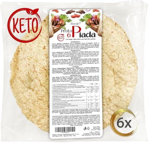 6 PROTOPIADE KETO Line@diet | PIADINE CHETOGENICHE ad alto contenuto PROTEINE | FASE 1 | 1 confezione da 6 PIADINE da 40 g