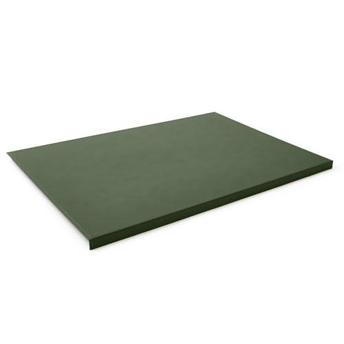 Eglooh - Calliope - Sottomano Scrivania Ufficio in Cuoio Verde cm 70x50 - Struttura in Acciaio con Profilo a L, Raffinate Cuciture Artigianali e Fondo Antiscivolo - Made in Italy
