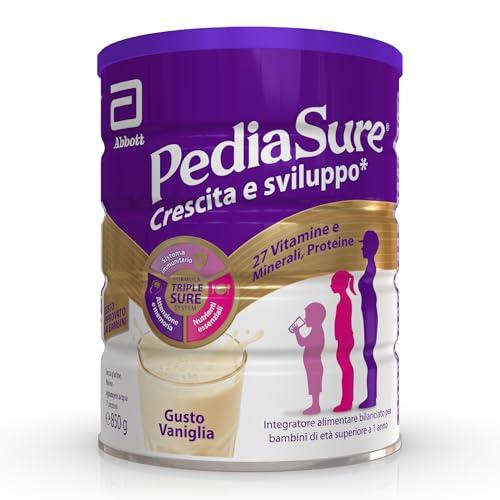 PEDIASURE Crescita e Sviluppo, Integratore Alimentare per Bambini da un anno in su, Multivitaminico con 27 Vitamine e Minerali e Proteine, Confezione 850g, gusto Vaniglia