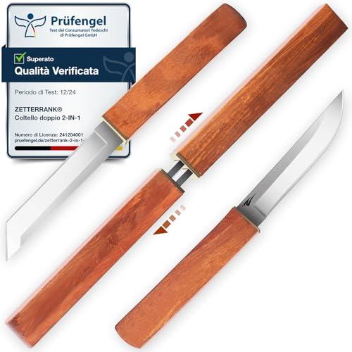 Zetterrank 2-in-1 Doppio Coltello,Coltello da Caccia con Manico in Legno,Coltello Giapponese.