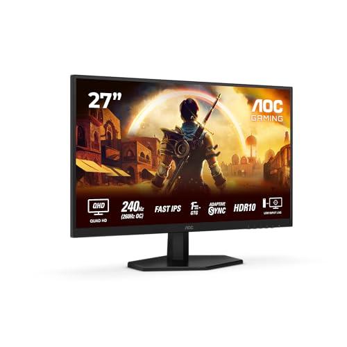 AOC Gaming Q27G42ZE - Monitor gaming Quad HD da 27 pollici, 240 Hz, 1 ms, comp. G-Sync, HDR10 2560x1440 nero-rosso, 27 inch QHD Fast IPS, 260 Hz, Supporto fisso