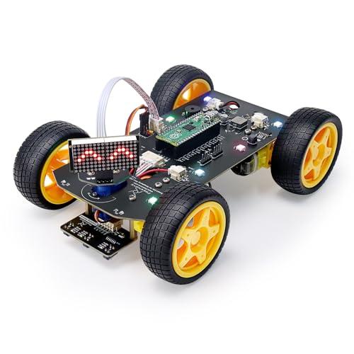 Freenove 4WD Car Kit for Raspberry Pi Pico (Included) (Compatible with Arduino IDE), Dot Matrix Expressions, Obstacle Avoidance, Line Tracking, Light Tracing, Colorful Light