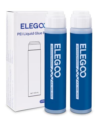 ELEGOO 2 PCS Colla Per Stampante 3D, 60 ml × 2, Colla Stick Adesivo Per 3D Filamenti ABS/PLA/PETG/TPU, Colla Adesiva Forte Per Il Letto Caldo PEI/PEO/PET E Piastre Di Costruzione In Alluminio