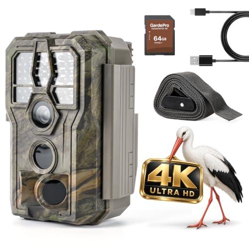 GardePro E5 2.0 Fototrappola 4K, Scheda SD da 64 GB, 64MP H.265 Video