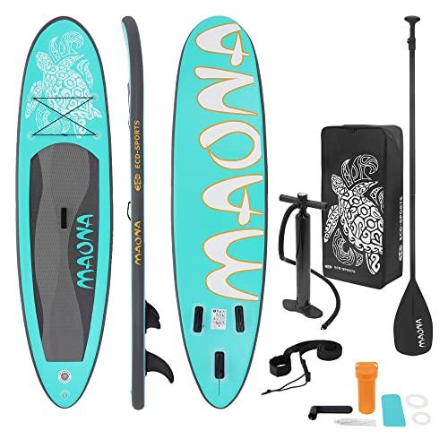 ECD Germany Stand Up Paddle Board Maona SUP Gonfiabile con Pagaia 308 x 78 x 10 cm Turchese Diversi Modelli in PVC Include Pompa Borsa da Trasporto e Accessori Surfboard Tavola Surf Azzuro
