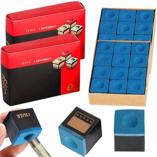 ZDL Gesso Biliardo Scatola,24 Pezzi Gessetti per Tacchetti da Biliardo,Gesso Stecca Blu,Gessetti Biliardo,Gesso da Biliardo,Gessetto da Biliardo,Pool Cue Cubes,per Appassionati e Professionisti