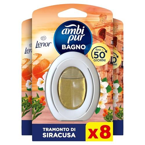 Ambi Pur Bagno Profumatore Per Ambienti, 8 Profumatori Bagno, Fragranza Arancia, Diffusore Ambiente Con Tecnologia Elimina Odori, Durata Fino a 50 Giorni Per Profumatore