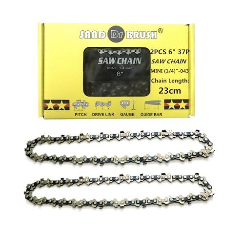 Catene per Sega da Mini Motosega 6 pollici ，Catena di Ricambio Ricaricabile Portatile da 2 pezzi，Lunghezza 23cm， 1/4