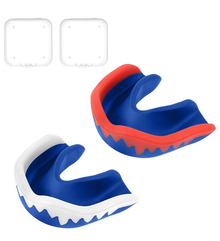 Flintronic Set di 2 protege per denti da boxe per adulti, paradenti unisex per adulti, protezione dei denti da boxe, paradenti sportivi con scatola portatile, taglia unica