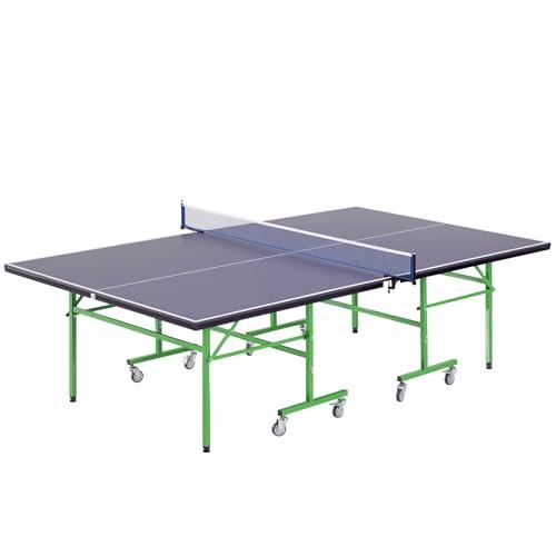 HOMCOM Tavolo da Ping Pong Pieghevole Interno con 8 Ruote 152.5 × 274 × 76cm