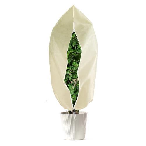 LCGOD Copertura Piante Invernale con Cerniera e Coulisse, Telo Antigelo Rinforzato 80g/m², Protezione con Zip per Alberi da Frutto Nani, Arbusti Grandi e Piante Alte, 80x120cm,1Pezzi