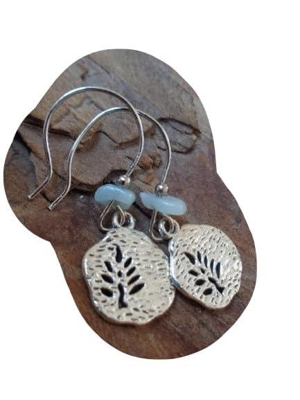 ⊹⊱✿ ORECCHINI CON PIETRA NATURALE AMAZONITE DELL'ALBERO DELLA FORESTA AZZURRO ✿⊰⊹ orecchini a gancio lunghi - regalo unico - fatti a mano