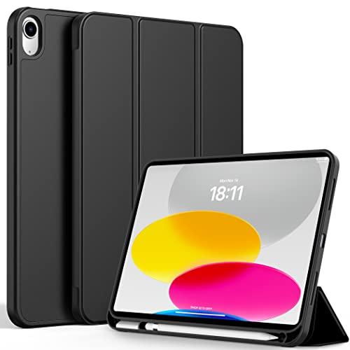 CACOE Custodia Cover Compatibile con iPad 10 generazione 2022, Ultra Sottile Retro Cover con Portapenne, Nero
