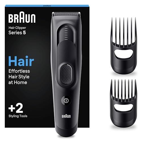 Braun Series 5 TAGLIACAPELLI UOMO, Con 17 Impostazioni Di Lunghezza, Sistema Di Memoria Safetylock, lame Ultra Affilate, 2 Pettini, Batteria Ni-Mh 50 Minuti Di Autonomia, Idea Regalo, HC5330
