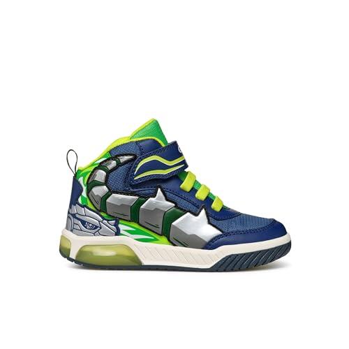 Geox J INEK Boy C, Scarpe da Ginnastica, Navy/Lime, 34 EU
