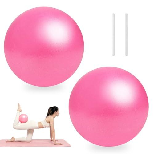 2 Pezzi Rosa Palla Fitness, 25CM Soft Palla Pilates, Anti Scoppio Fitball con Cannuccia Gonfiabile, Adatto Yoga, Pilates, Fitness ed Esercizi di Equilibrio