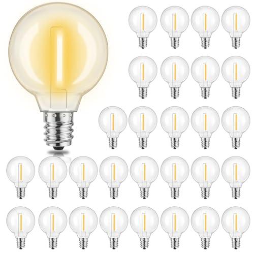 Yuusei Lampadine LED G40 Esterne, Pacchetto da 30 Lampadine Sostituzione 1W E12, Impermeabili IP45, Bianco Caldo 2700K per Catena Luminosa Esterno, AC220-240V Resistenti Alle Rotture per Giardino