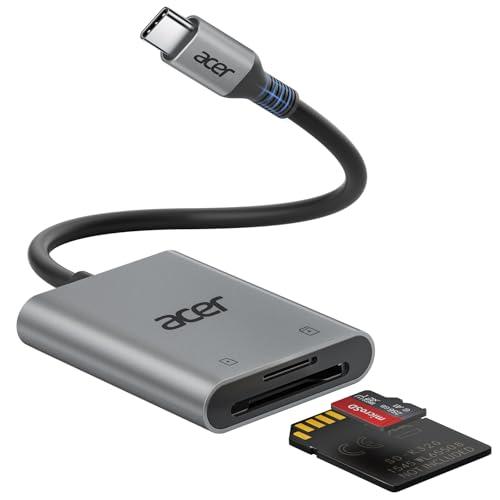 acer Lettore di schede SD USB C, Adattatore Schede di Memoria MicroSD USB C 5Gbps, Lettura e Scrittura Simultanea per SDHC/SDXC/MMC, Compatibile con iPhone 16 Plus Pro Max iPad Macbook Pro Air
